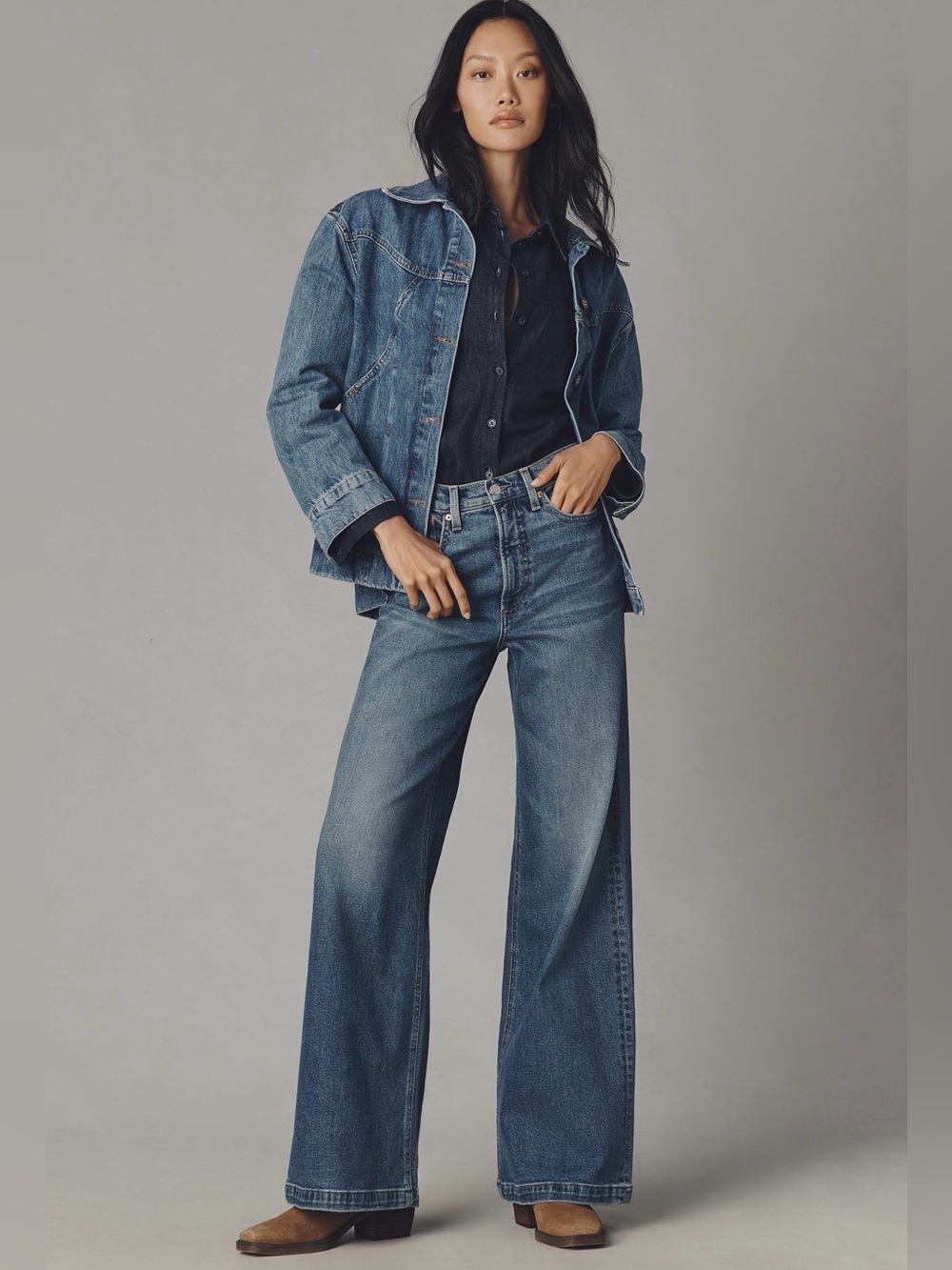 Pistola Lana Anthropologie High-Rise Wide-Leg Jeans Size 27